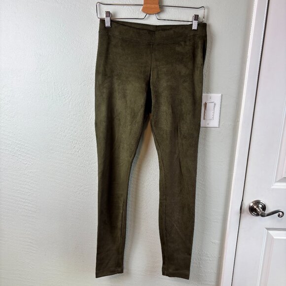 Hale Bob Pants - Hale Bob Leggings Olive Green Faux Suede M Winter Cozy Luxe